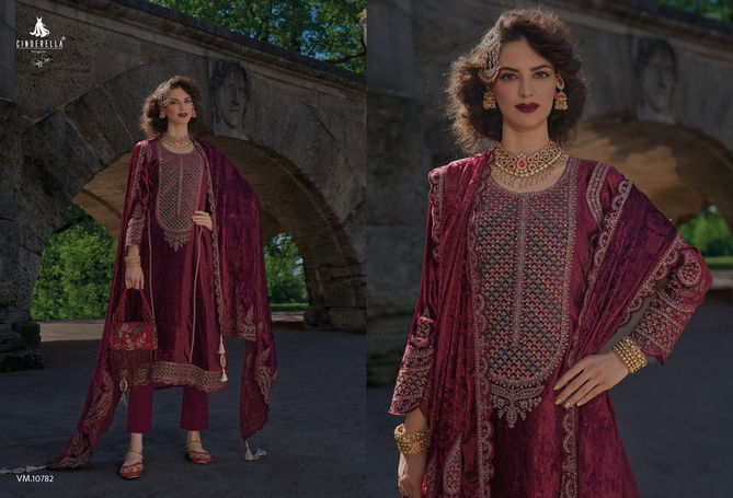 Velvet Meenakari By Cinderella Viscose Velvet Embroidery Salwar Suit Wholesale Online 